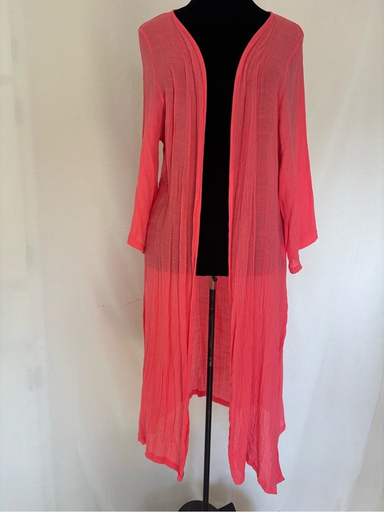 Simply Couture Sweaters - Simply Couture Coral Crinkle Duster Cardigan XL Boho Resort Beachy Layer